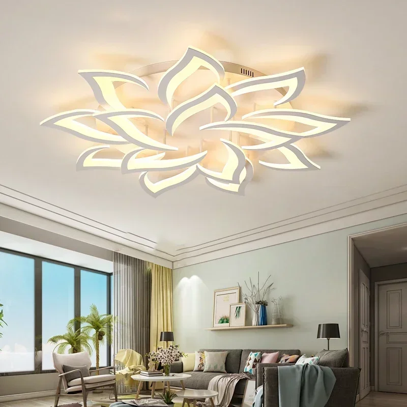 Interior Design Living Room And Kitchen - โคมระย้ากลีบดอก LED ของนักออกแบบโคมไฟห้องครัวห้องรับแขกห้องนอนทันสมัยโคมไฟภายในบ้านโคมไฟตกแต่งชั้นสูงหรูหรา