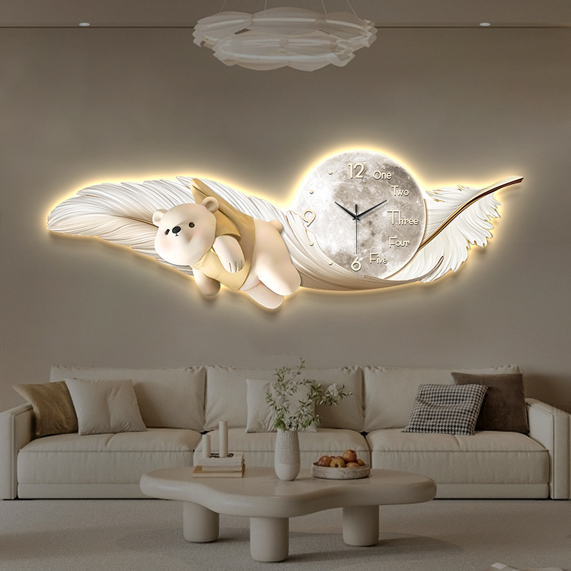 Interior Design Living Room And Kitchen - นาฬิกาแขวนผนังขนาดใหญ่ ดีไซน์หรูหรา สไตล์ยุโรป พร้อมแสดงอุณหภูมิ วันที่ เหมาะสำหรับตกแต่งภายในบ้าน