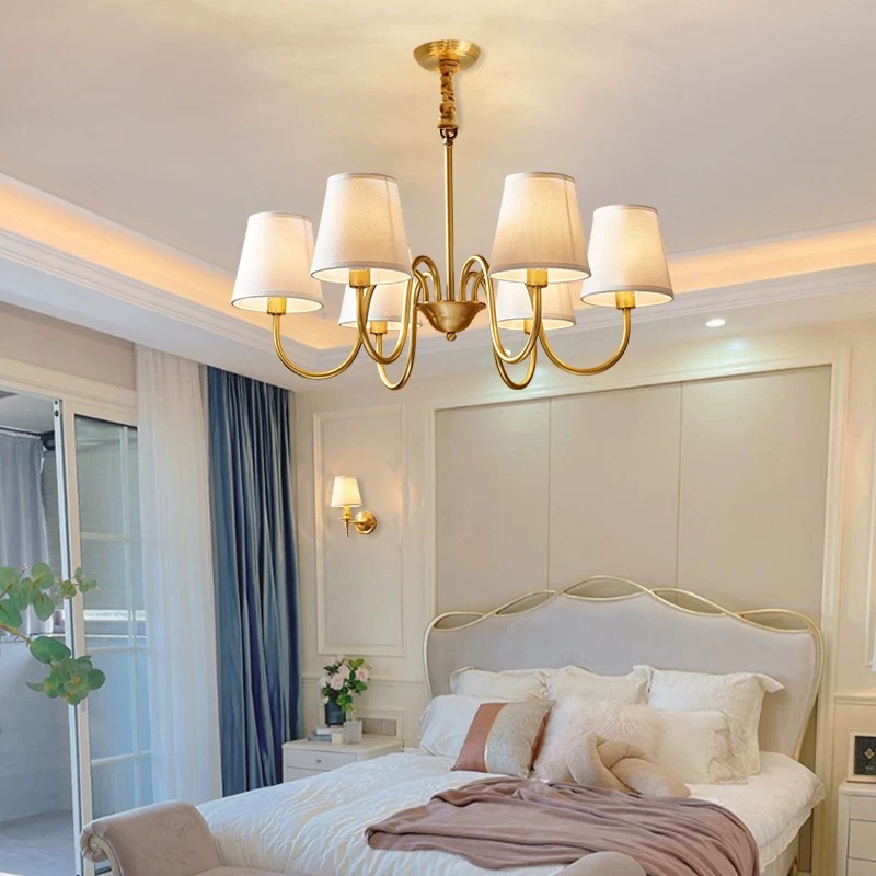 Interior Design Living Room And Kitchen - ทองแดงโคมระย้าสําหรับห้องนั่งเล่นห้องนอนห้องครัวภายในสไตล์อเมริกันออกแบบแขวนโคมไฟทองเหลืองจี้ Ligh