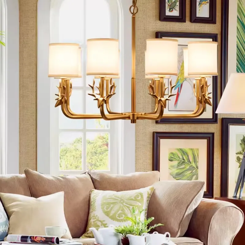 โคมไฟระย้าทองแดงสำหรับห้องนั่ง - Interior Design Living Room And Kitchen บทวิจารณ์และราคา