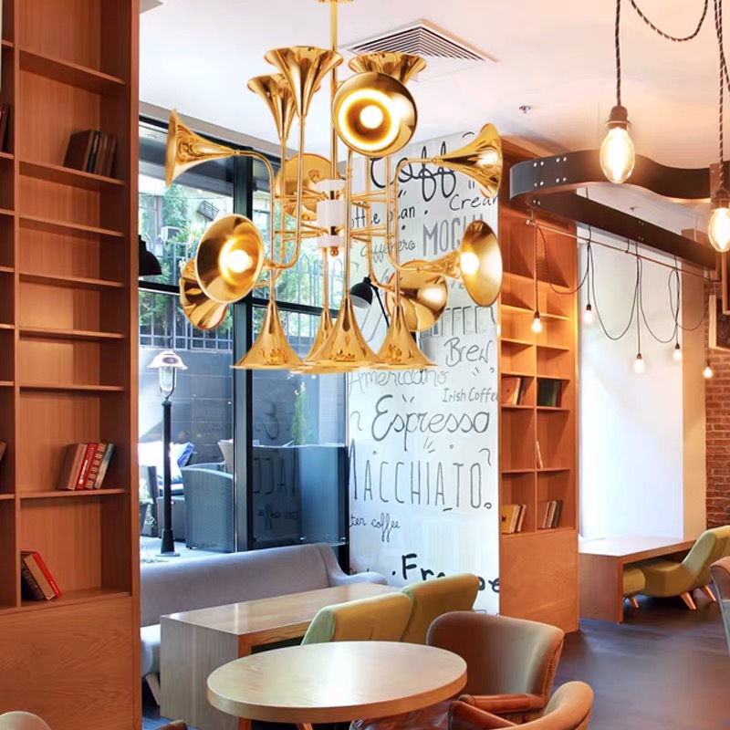 Nordic ทรัมเป็ตจี้โคมไฟสําหรับ - Interior Design Living Room And Kitchen บทวิจารณ์และราคา